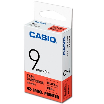 CASIO 【共有9色】標籤機專用色帶-9mm紅底黑字XR-9RD1