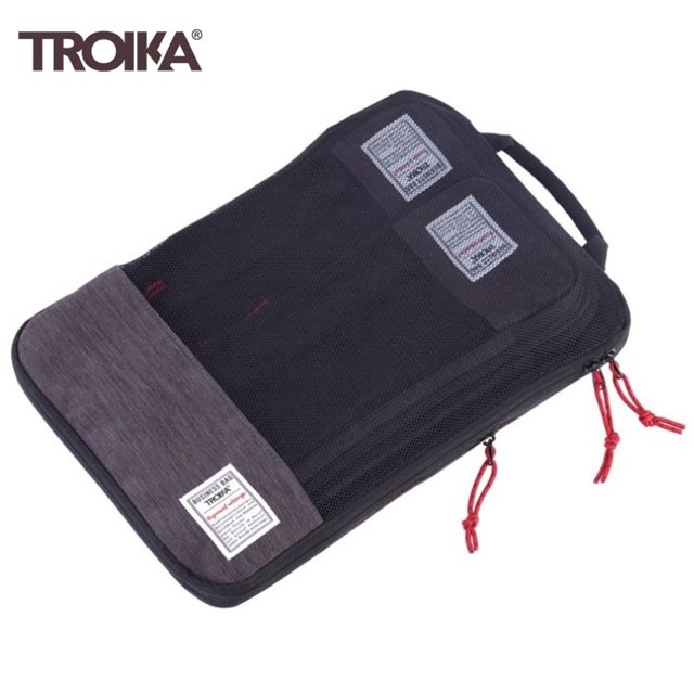 德國TROIKA商務出差雙層拉鍊設計壓縮衣物包裝袋收納包3入組BBG56/GY(3種尺寸)