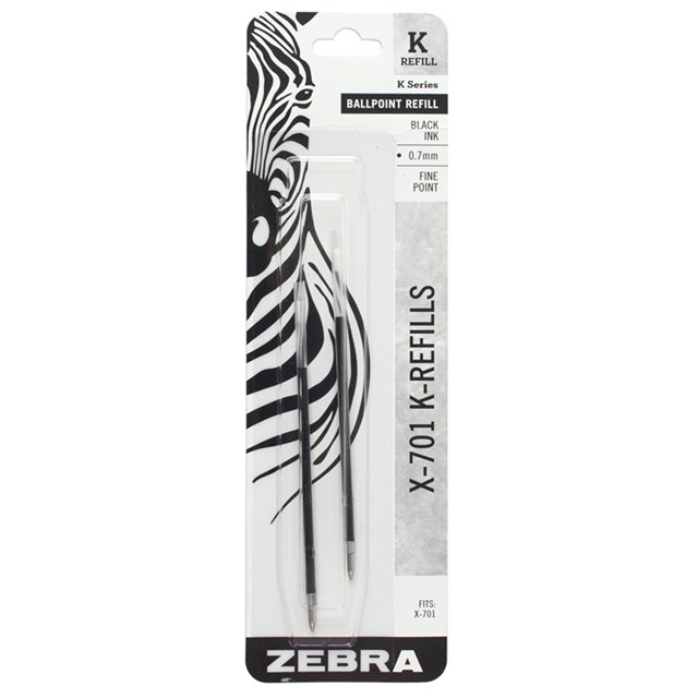 美版ZEBRA斑馬X-701筆芯2入組K REFILL(黑色油性,0.7 mm筆芯)原子筆蕊