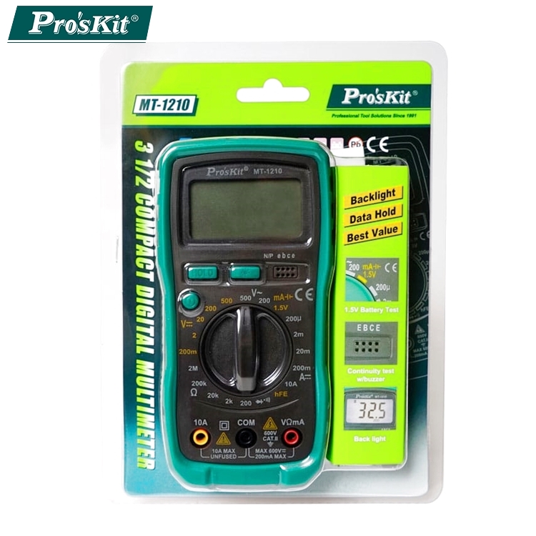 臺灣ProsKit寶工 3 1/2數位電錶三用電表MT-1210(附電池;臺灣公司貨,享一年保固)