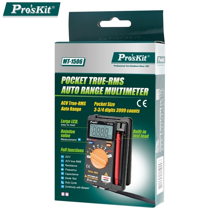 台灣寶工ProsKit口袋型真有效值電表 攜帶型電錶三用電表迷你電表MT-1506(過壓保護,附探針)
