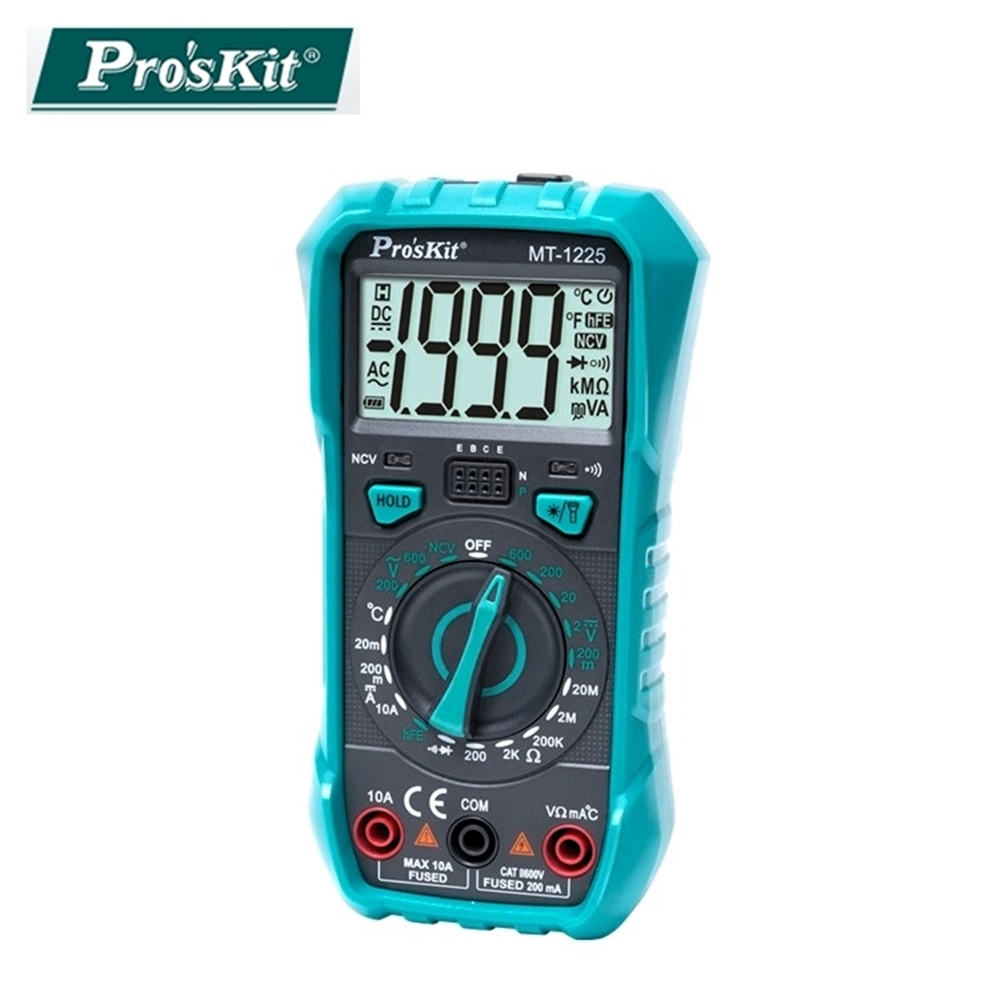 台灣寶工Proskit 3 1/2數位電錶萬用電錶MT-1225三用電表(自動歸零;防雜訊干擾;雙保險絲;全檔位保護)