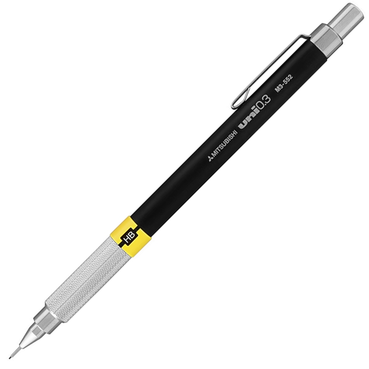 日本三菱UNI精密繪圖筆製圖筆0.3mm自動鉛筆M3-552.24(硬度標示/低重心/霧面噴漆筆桿/細網壓花握桿)