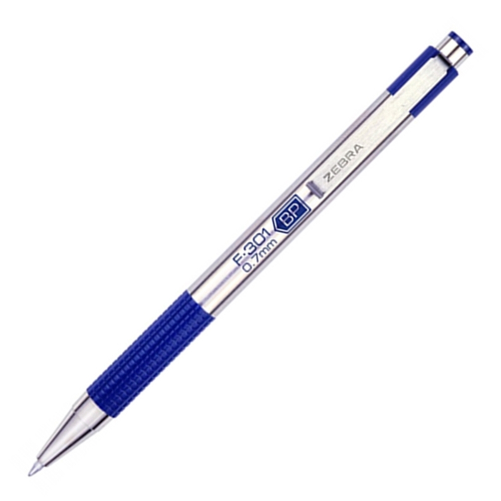 日本ZEBRA不銹鋼原子筆F-301 0.7mm BP(筆芯：藍色0.7mm油性)美版,平行輸入