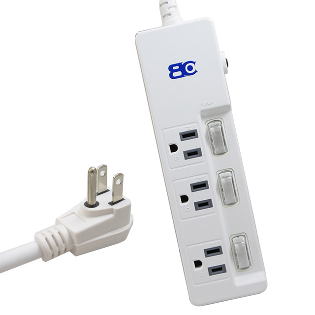新安規 3孔3座3切過載斷電1.8M安全延長線 KTC-98333
