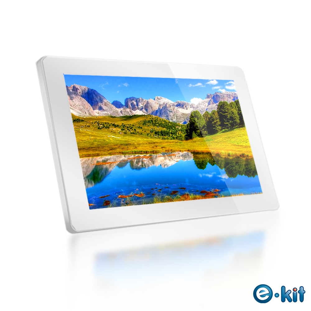 逸奇e-Kit 22吋玻璃防刮鏡面數位相框電子相冊-白色款 DF-VM22_W