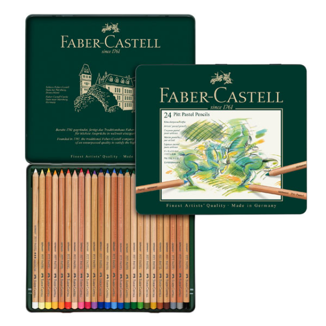 Faber-Castell輝柏 藝術家級PITT粉彩色鉛筆24色(112124)粉彩筆精緻鐵盒裝 筆型粉彩 不沾手