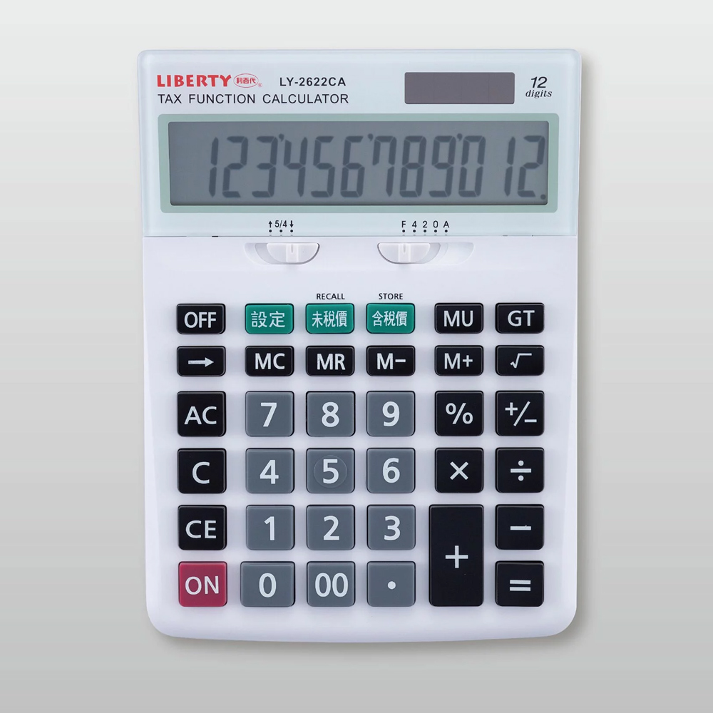 【LIBERTY利百代】稅率高人-桌上型12位數計算機-白 LY-2622CA