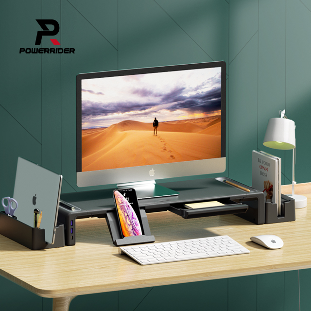PowerRider T1 Plus 多功能USB3.0 Hub收納螢幕增高支架
