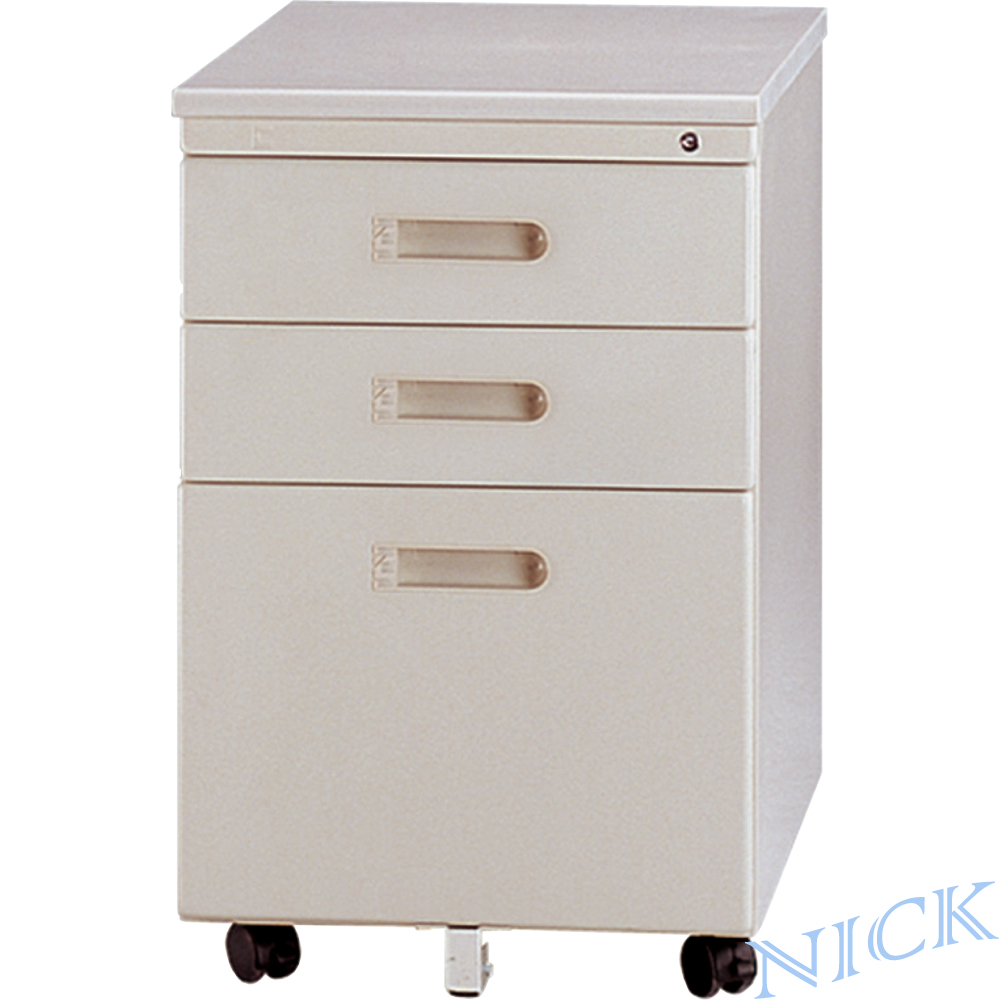 【NICK】中型乳白色粉體烤漆鋼製三抽活動櫃