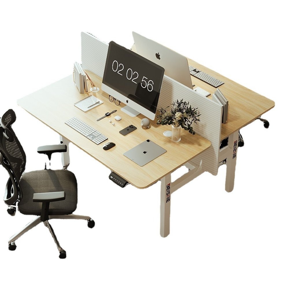 MGSHOP 智慧電動升降桌 對坐桌 雙人電腦桌 辦公桌 電腦桌(120x120cm)