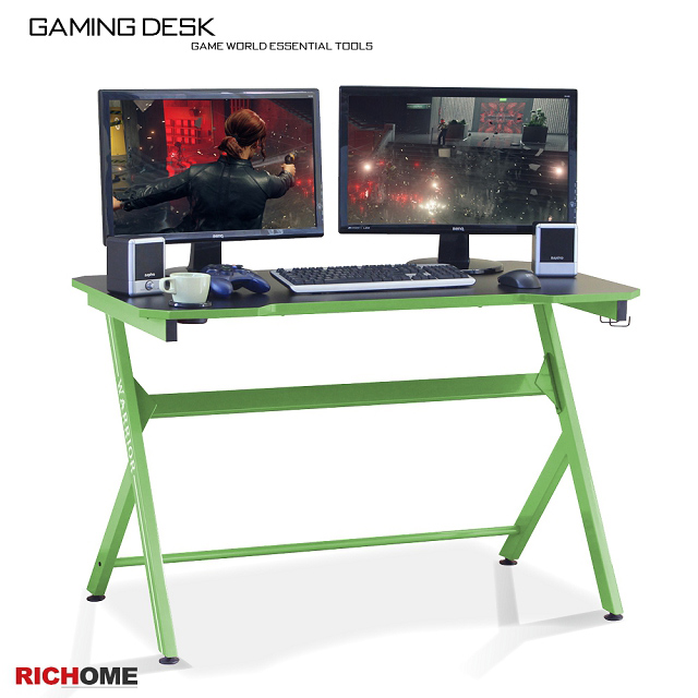 【RICHOME】WARRIOR電競玩家電腦桌-單層款(綠色)