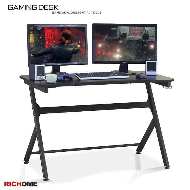【RICHOME】WARRIOR電競玩家電腦桌-單層款(黑色)