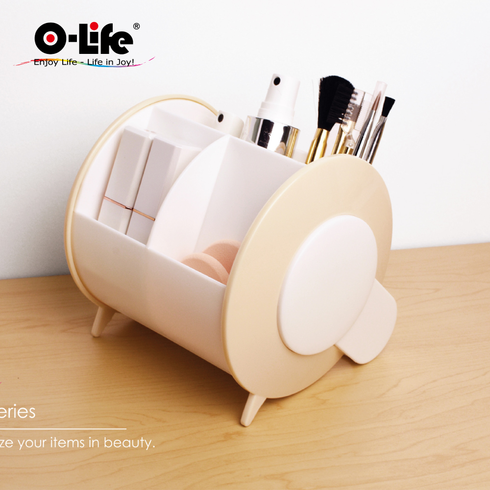 【O-Life】桌上型整理收納盒 (90度旋轉筆筒 文具收納 辦公收納 化妝品收納)