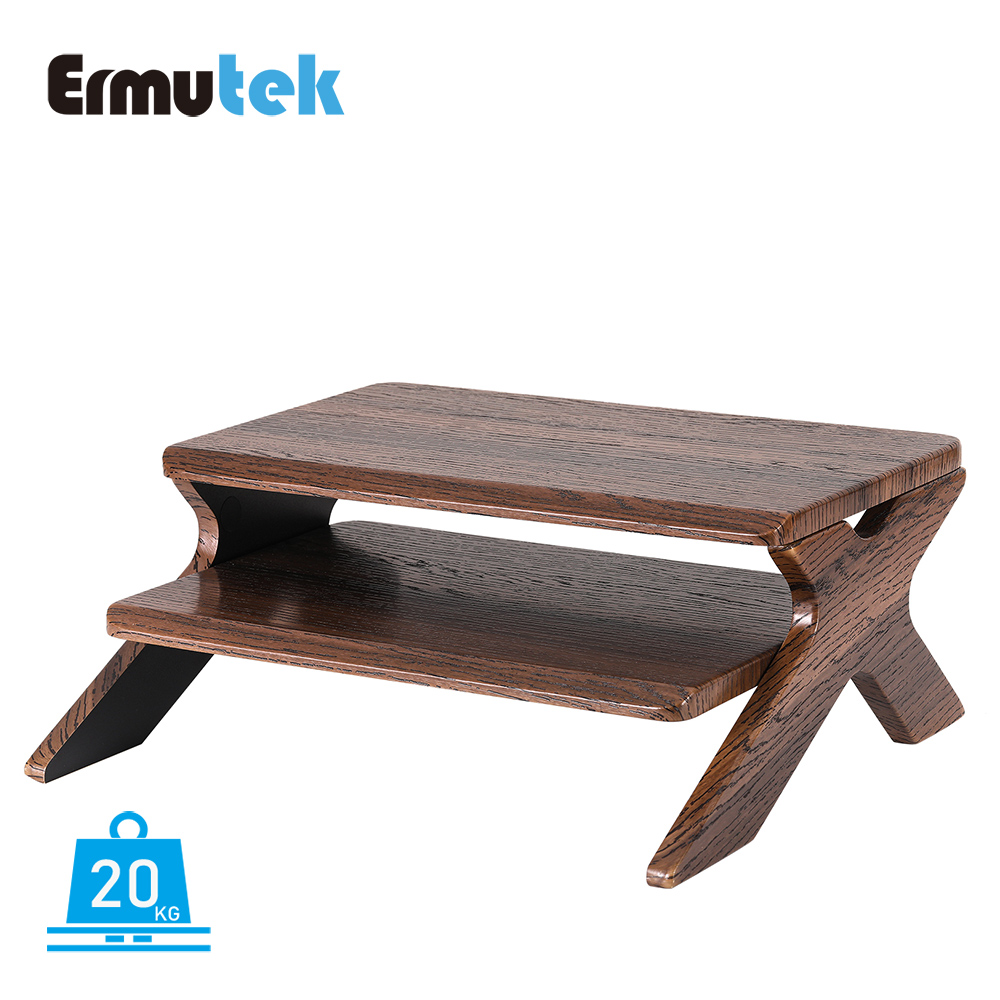 Ermutek 木制工藝吸塑防水桌上型螢幕增高架(原木色)
