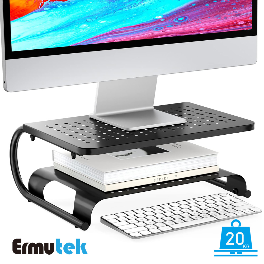 Ermutek 雙層結構金屬材質桌上型螢幕增高架