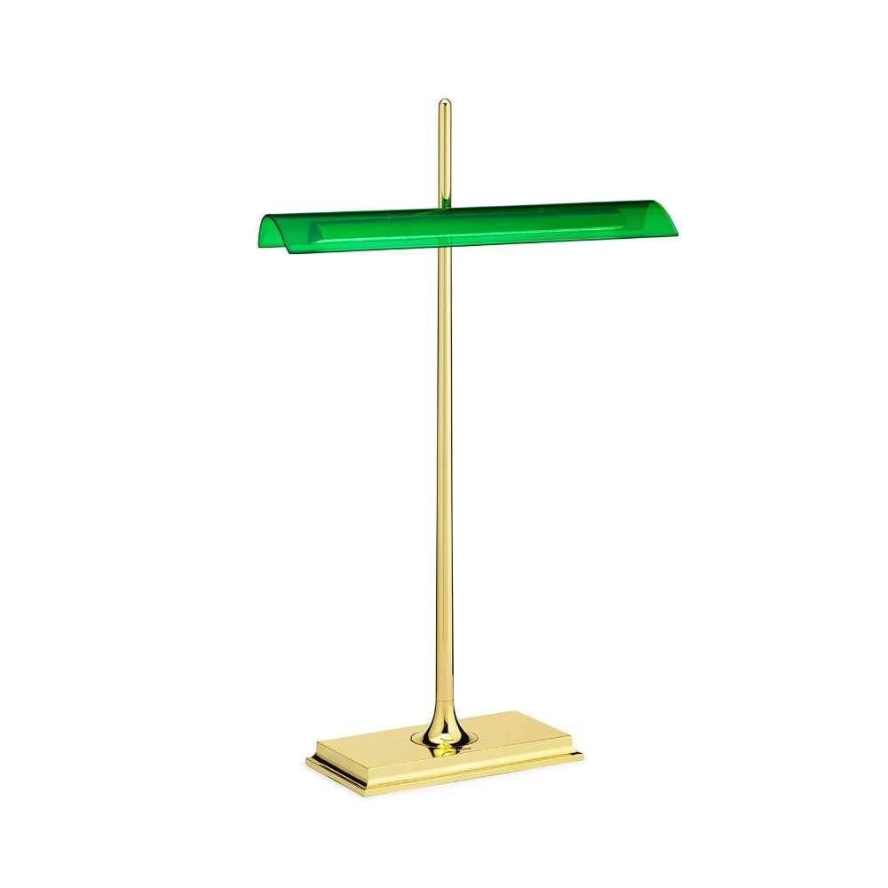 Flos Goldman 黃金時代系列 復古設計 桌燈（含 USB 充電孔設計）金色黃銅支架 - 綠色燈罩