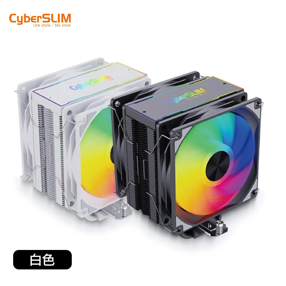 【Cyber 賽鉑】CS6 TURBO ARGB 6導管雙風扇 CPU 散熱器 白色