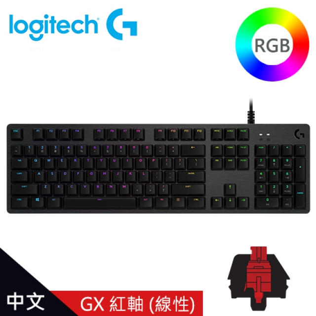 【logitech 羅技】G512 RGB 機械遊戲鍵盤 GX線性紅軸