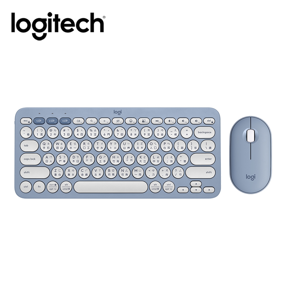 【Logitech 羅技】Pebble 2 Combo 無線藍芽鍵盤滑鼠組 午夜藍