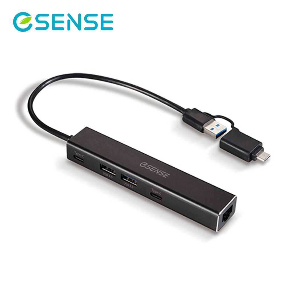 【ESENSE 逸盛】RJ405 USB轉RJ45+2A2C USB3.0 HUB