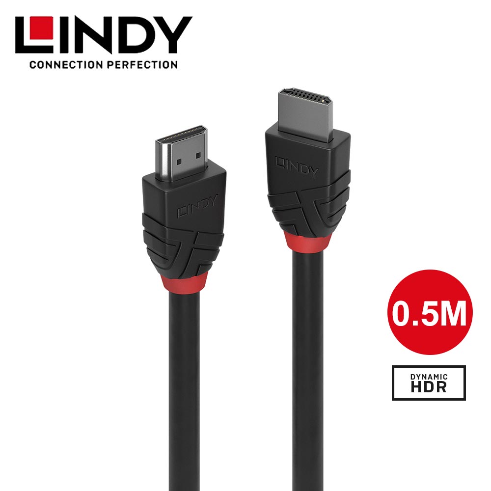 【LINDY 林帝】36770 BLACK 8K HDMI Type-A/公 to 公 傳輸線-0.5M