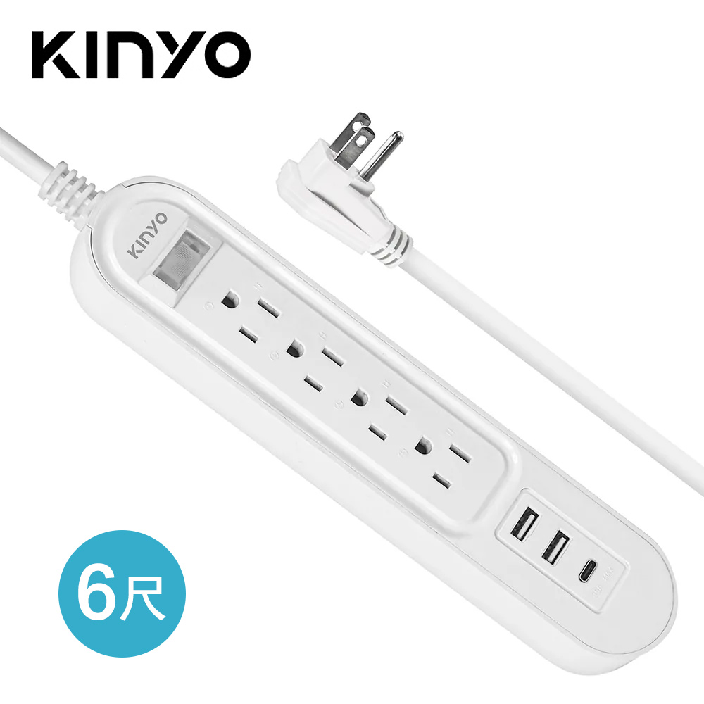【KINYO 耐嘉】CGCU-314 1開4插USB延長線-6尺