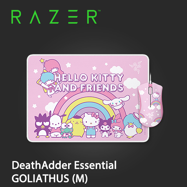 RAZER DeathAdder Essential 雷蛇 煉獄蝰蛇 &重裝甲蟲滑鼠墊(M) - HELLO KITTY特別版