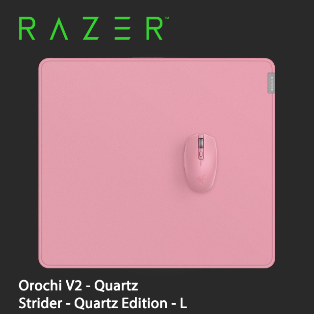 Razer Orochi V2 八岐大蛇靈刃 V2 無線滑鼠-粉晶+STRIDER L 滑鼠墊-粉