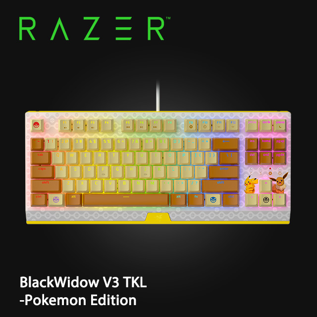 Razer BlackWidow V3 TKL-Pokemon Edition 黑寡婦V3 TKL-寶可夢聯名款 電競機械式鍵盤(綠軸/英文)