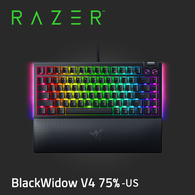 Razer BlackWidow V4 75% 黑寡婦 V4 75%幻彩版機械式電競鍵盤(英文)