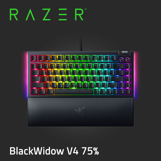 Razer BlackWidow V4 75% 黑寡婦 V4 75%幻彩版機械式電競鍵盤(中文)