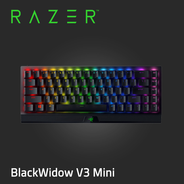 Razer 黑寡婦蜘蛛幻彩版鍵盤 V3 Mini 無線(綠軸/英文)