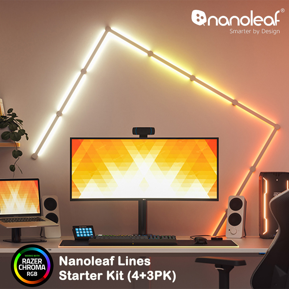 Nanoleaf Lines 智能星座燈正方形 (4條+3條擴充組)-【RAZER 雷蛇御用燈條】
