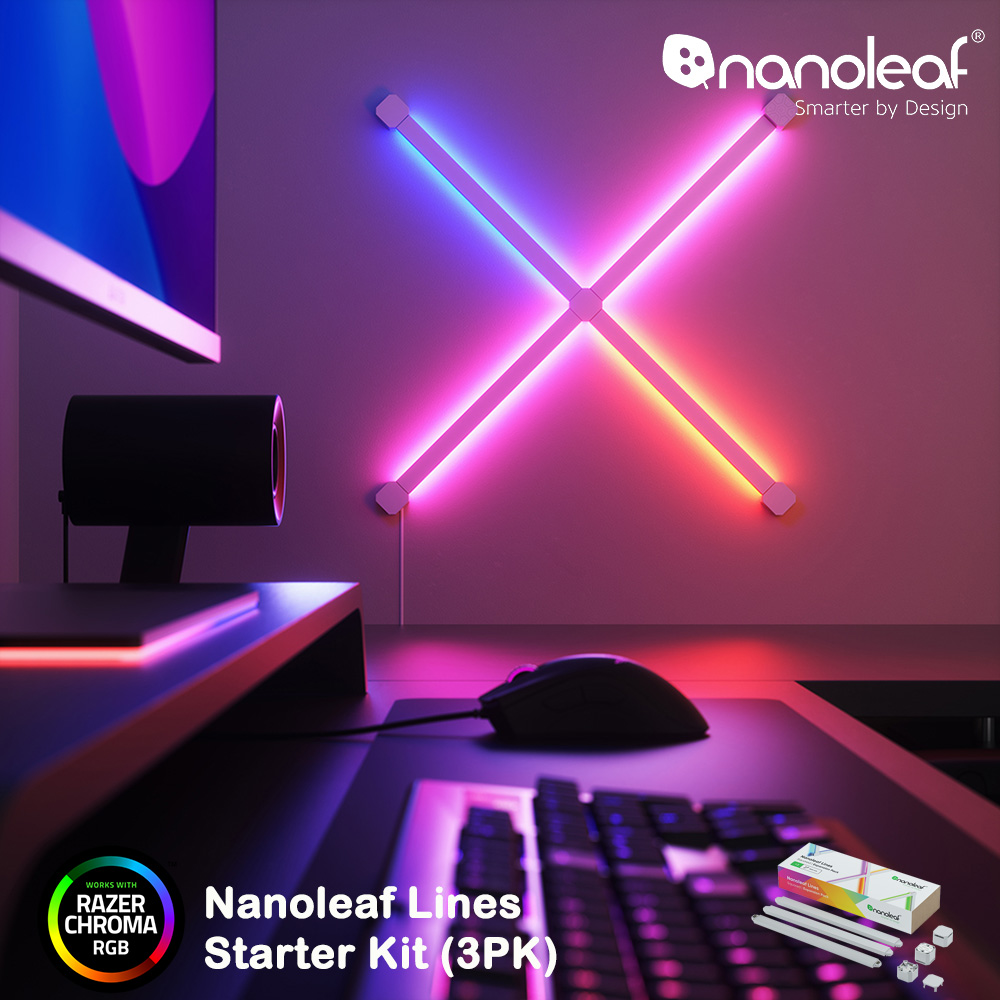 Nanoleaf Lines 智能星座燈正方形 (3條擴充組)-【RAZER 雷蛇御用燈條】