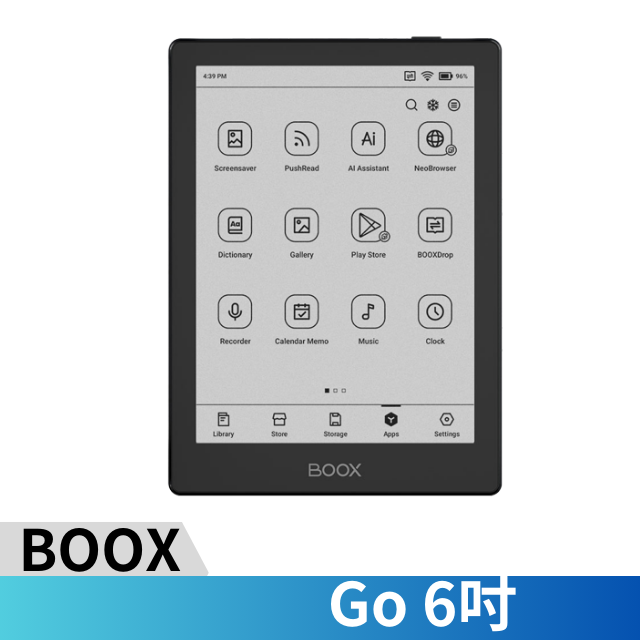 文石 BOOX Go 6 吋電子閱讀器 - 黑色