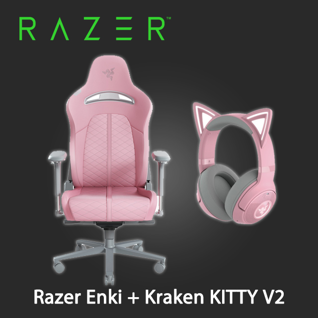 雷蛇 Razer Enki 電競椅 + Razer Kraken KITTY V2 BT 貓耳造型藍牙耳機