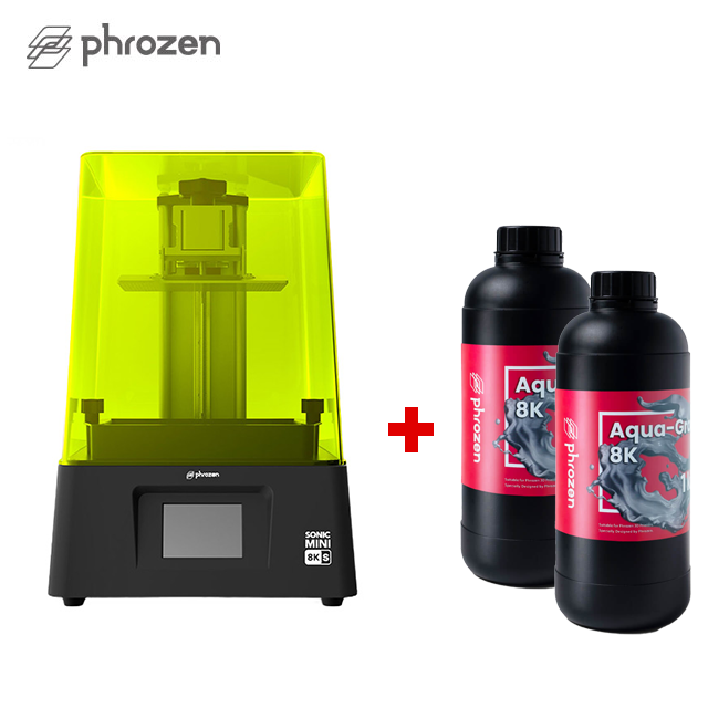 【超值組-1機+2樹脂】Phrozen Sonic Mini 8K S 3D光固化列印機 + 湖水灰8K模型樹脂1KG裝 x2