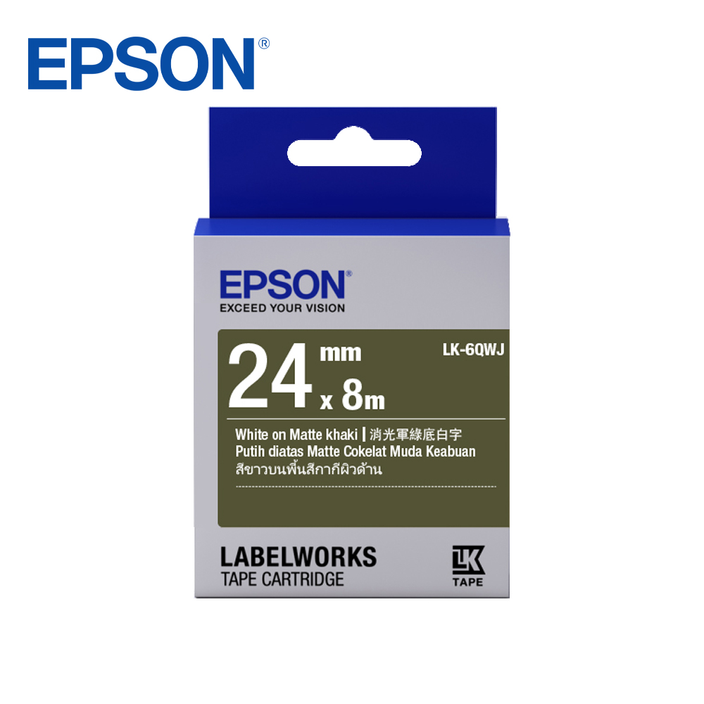 EPSON LK-6QWJ C53S656425標籤帶(消光霧面24mm)軍綠白