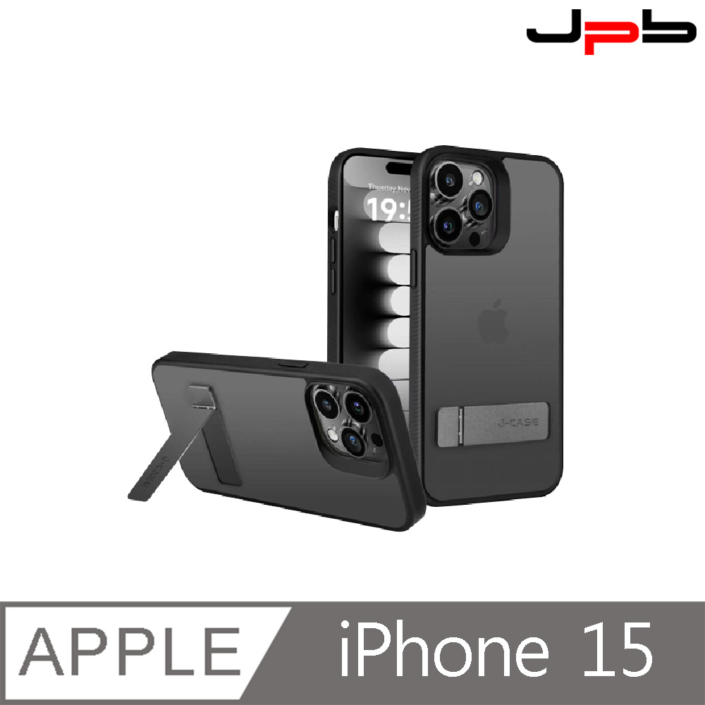 [ JPB iPhone 15 6.1吋 樂扣支架 透明防摔手機殼 霧曜黑