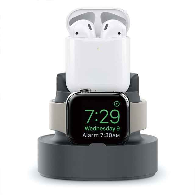 [ JPB Apple Watch + AirPods 二合一 矽膠支架充電座-灰色
