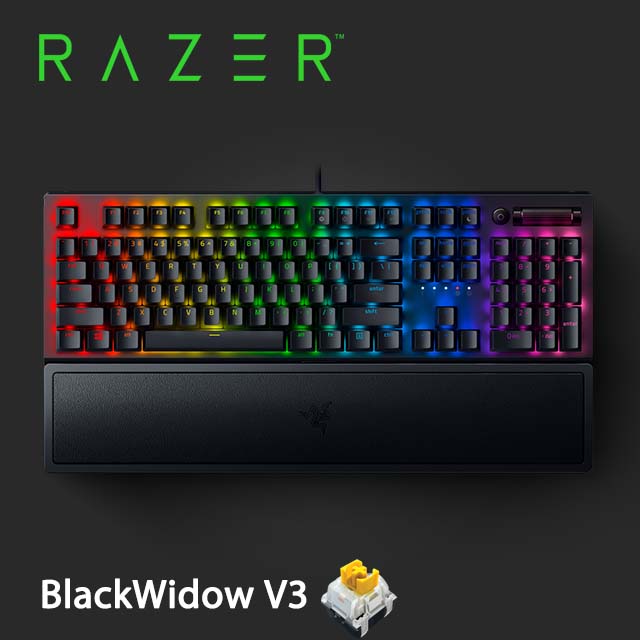 雷蛇 BlackWidow 黑寡婦V3 黃軸 機械式RGB鍵盤