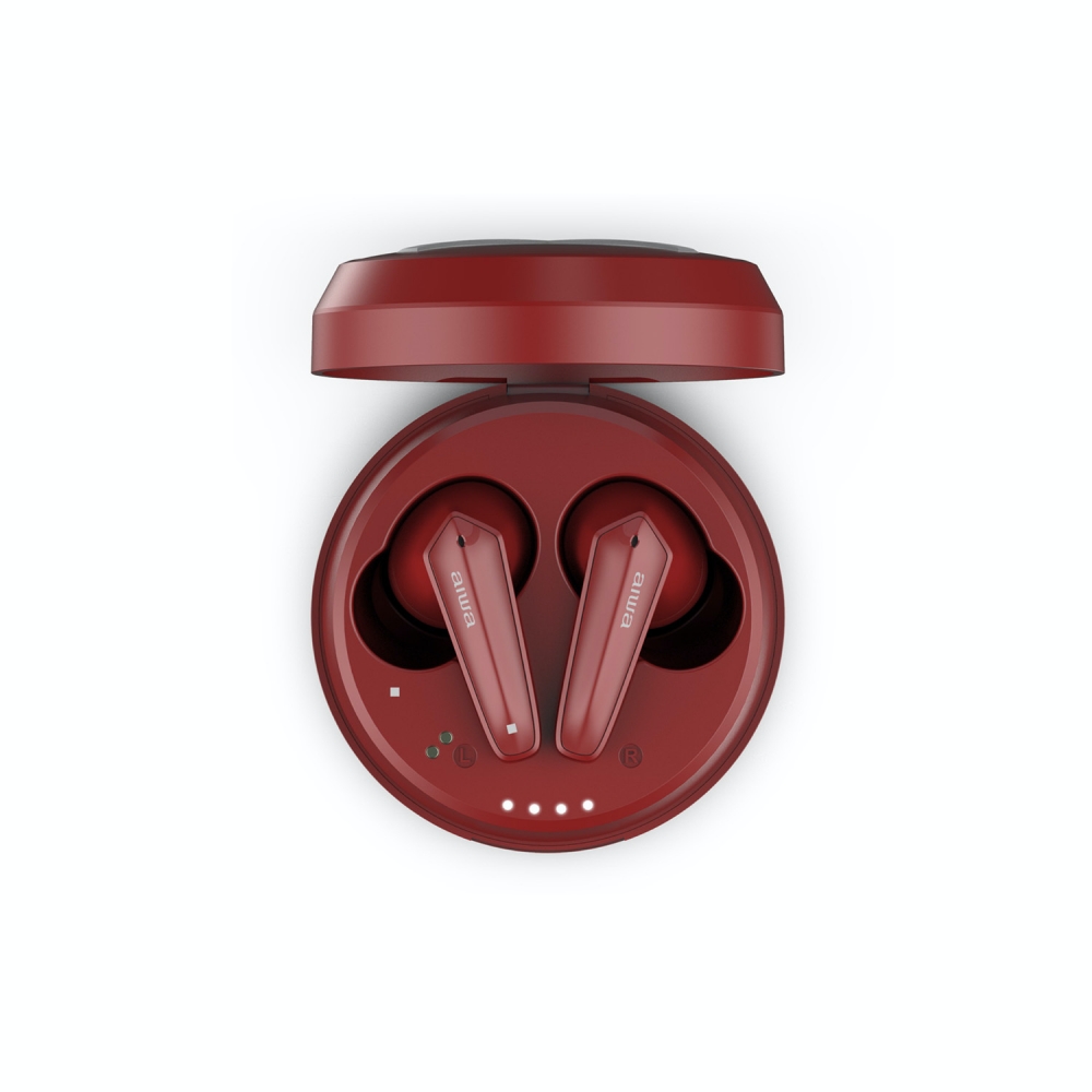 【AIWA 日本愛華】雙重降噪 TWS真無線藍牙耳機 IPX5防水抗汗 藍芽5.2-紅色(AT-X80HANC)
