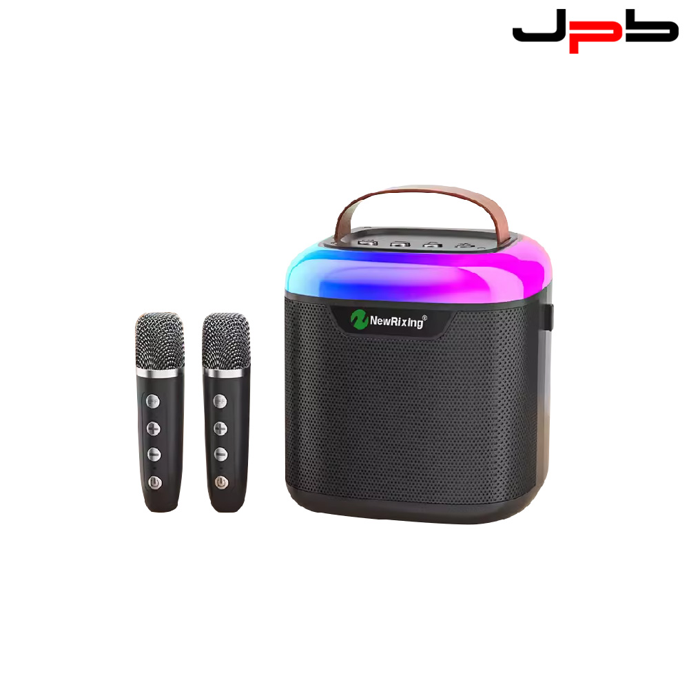 [ JPB 多功能輕巧藍芽5.0卡拉OK 雙麥克風音箱喇叭 黑色
