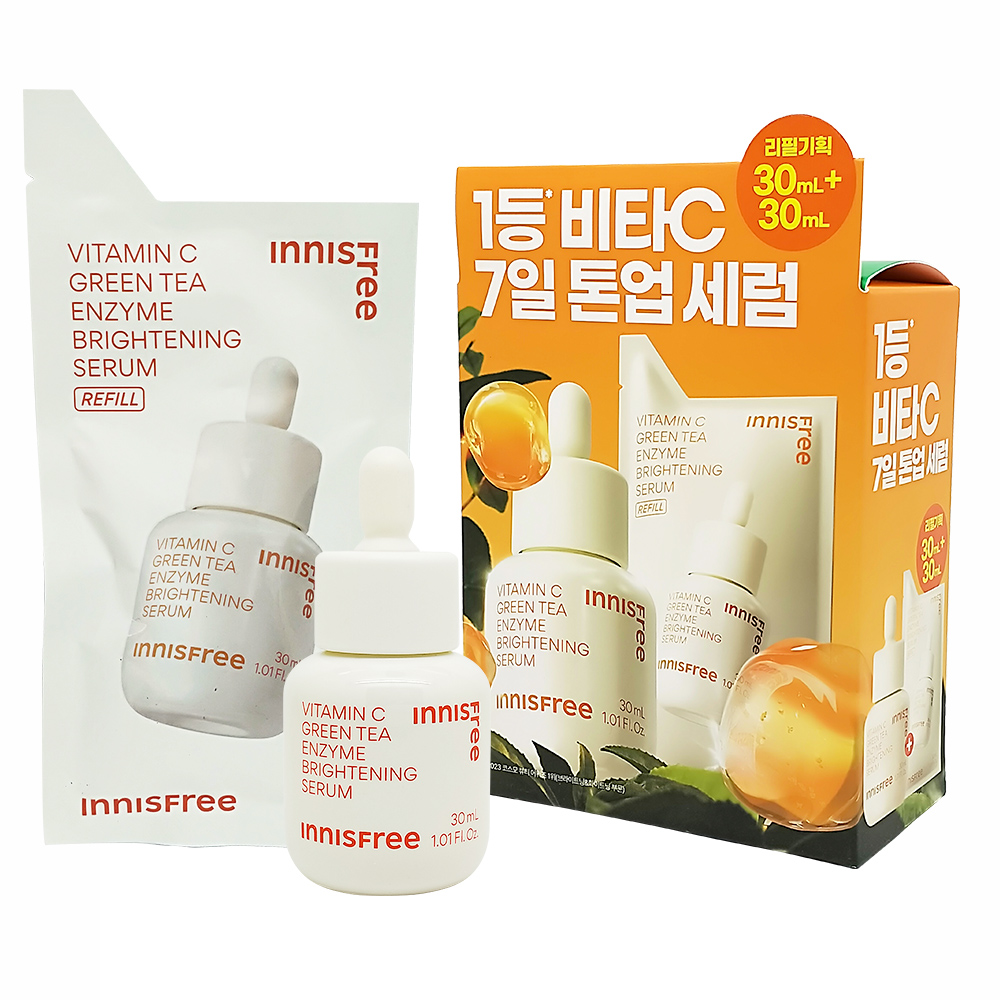 innisfree 維他命C淨亮精華30ml+補充包30ml