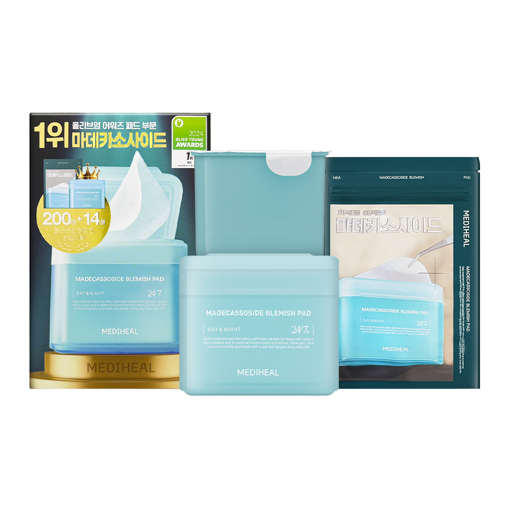 【MEDIHEAL】調理化妝棉片 100片+100片補充包+14片隨行裝 #積雪草(藍)