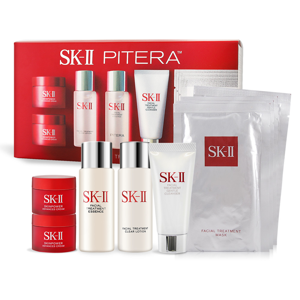SK-II 9件體驗組(洗面乳20g+青春露30ml+亮採水30ml+致臻活膚霜15gX2+面膜X4)-國際航空版
