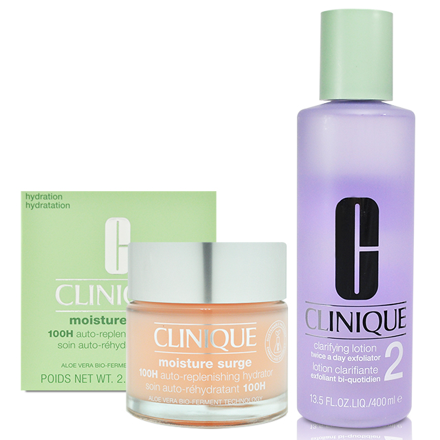CLINIQUE 倩碧 三步驟溫和潔膚水2號 400ml+水磁場100H活水迴圈保濕凝膠 75ml