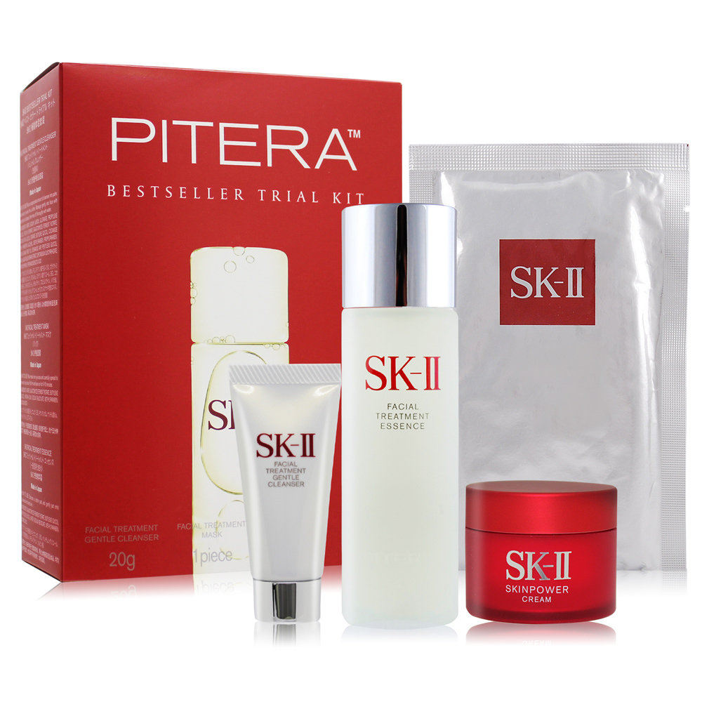 SK-II 體驗組[青春露75ml+洗面乳20g+活膚霜15g+面膜-新版-國際航空版