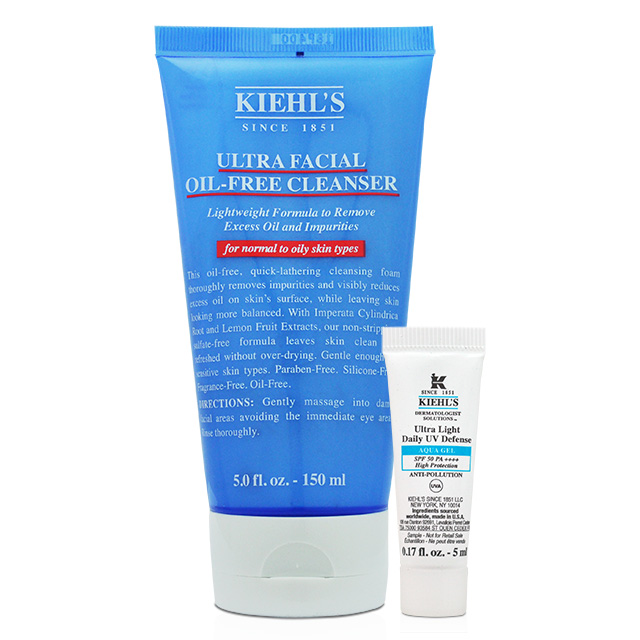 KIEHLS 契爾氏 冰河保濕無油清爽潔面慕斯 150ml 加贈 集高效清爽零油光UV水凝露5ml